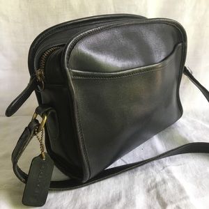 Vintage Coach Black Leather Crossbody Bag